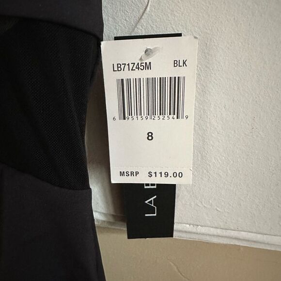 La Blanca Mesh Panels One Piece Black Swimsuit Open Back Neck Tie 8 - Picture 2 of 5